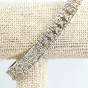 THE DANBURRY MINT GOLD PLATED STERLING SILVER BRACELET 7.5" 70 DIAMOND